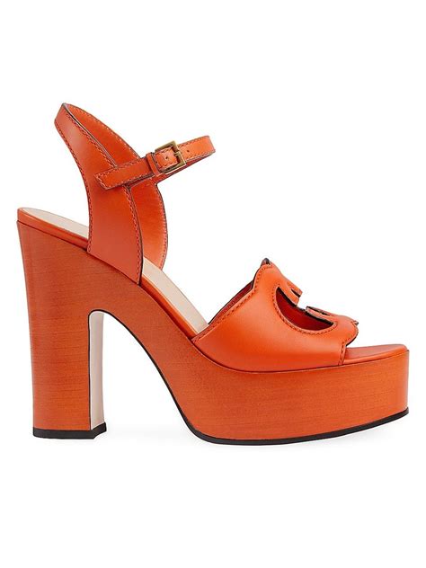 orange gucci sandal|Gucci cutout platform heeled sandals.